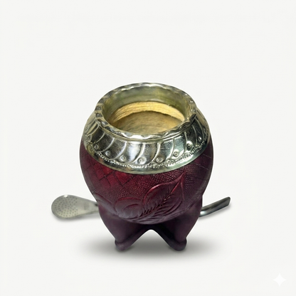 Mate Torpedo Repujado Bordó Premium de Calabaza