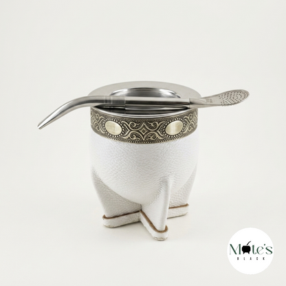 Pack Mate Imperial White + Bombilla Pico Loro + Termo de Regalo