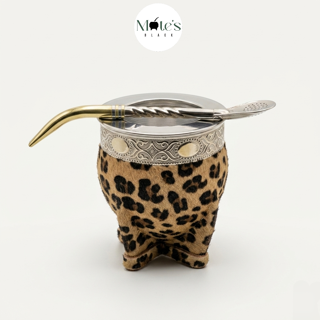 Pack Mate Imperial Animal Print + Bombilla Pico Dorado + Termo de Regalo