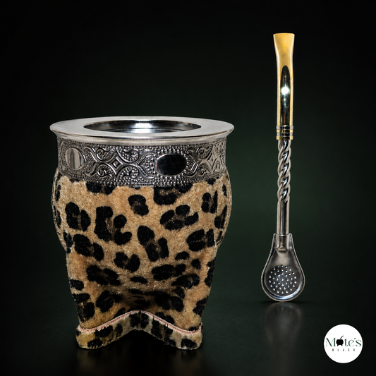Pack Mate Imperial Animal Print + Bombilla Pico Dorado + Termo de Regalo