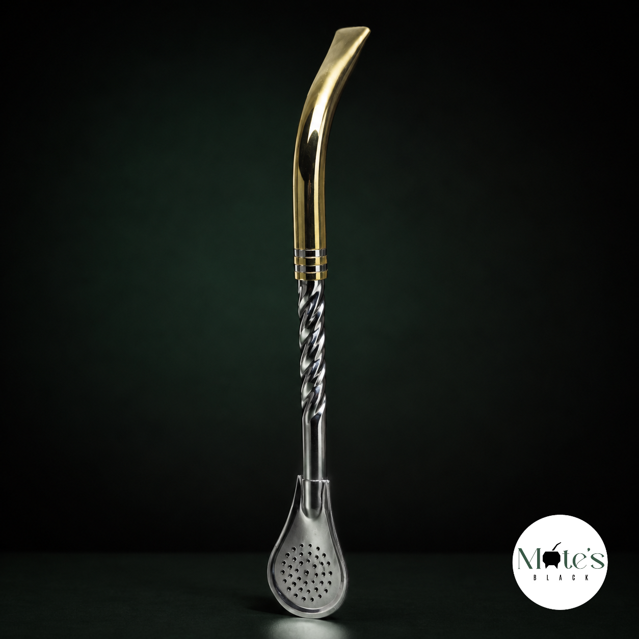 Bombilla Cincelada Pico Dorado – Acero Inoxidable Premium