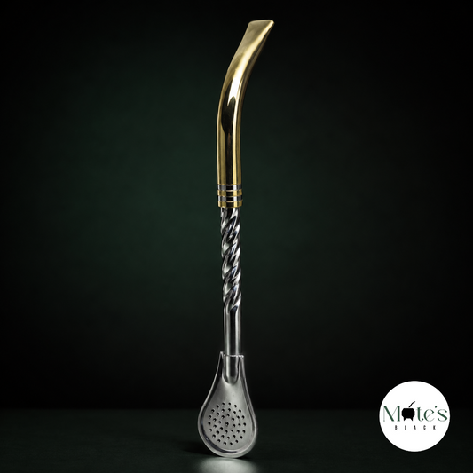 Bombilla Cincelada Pico Dorado – Acero Inoxidable Premium