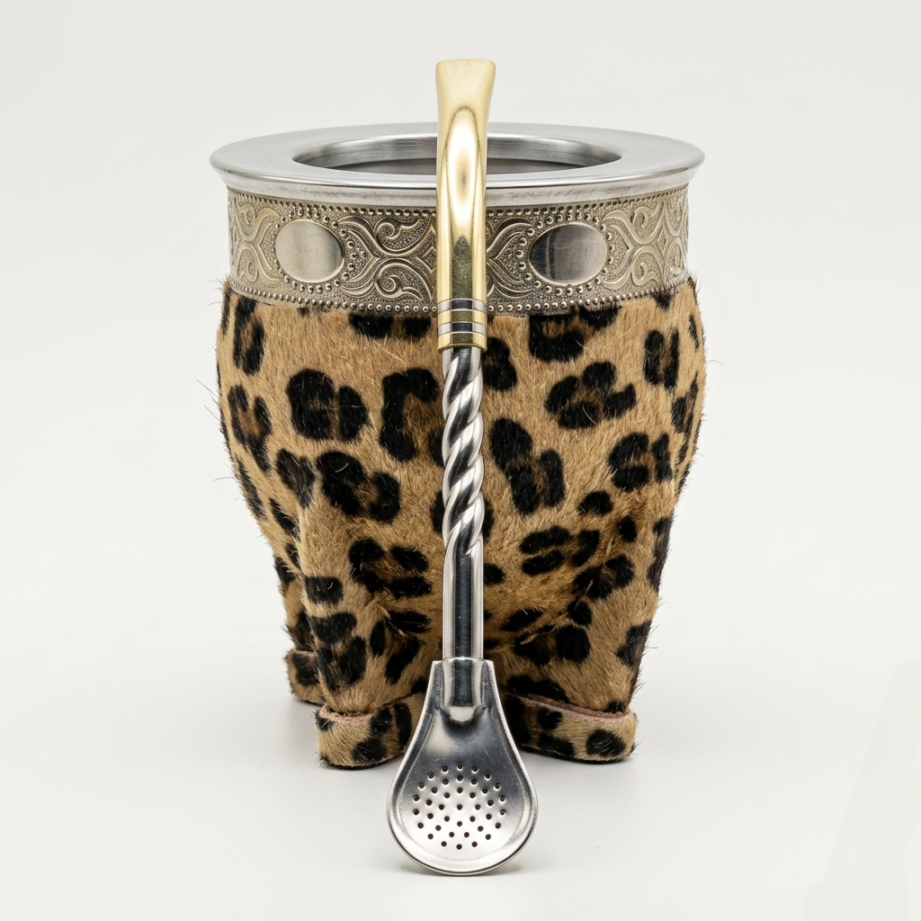 Pack Mate Imperial Animal Print + Bombilla Pico Dorado + Termo de Regalo