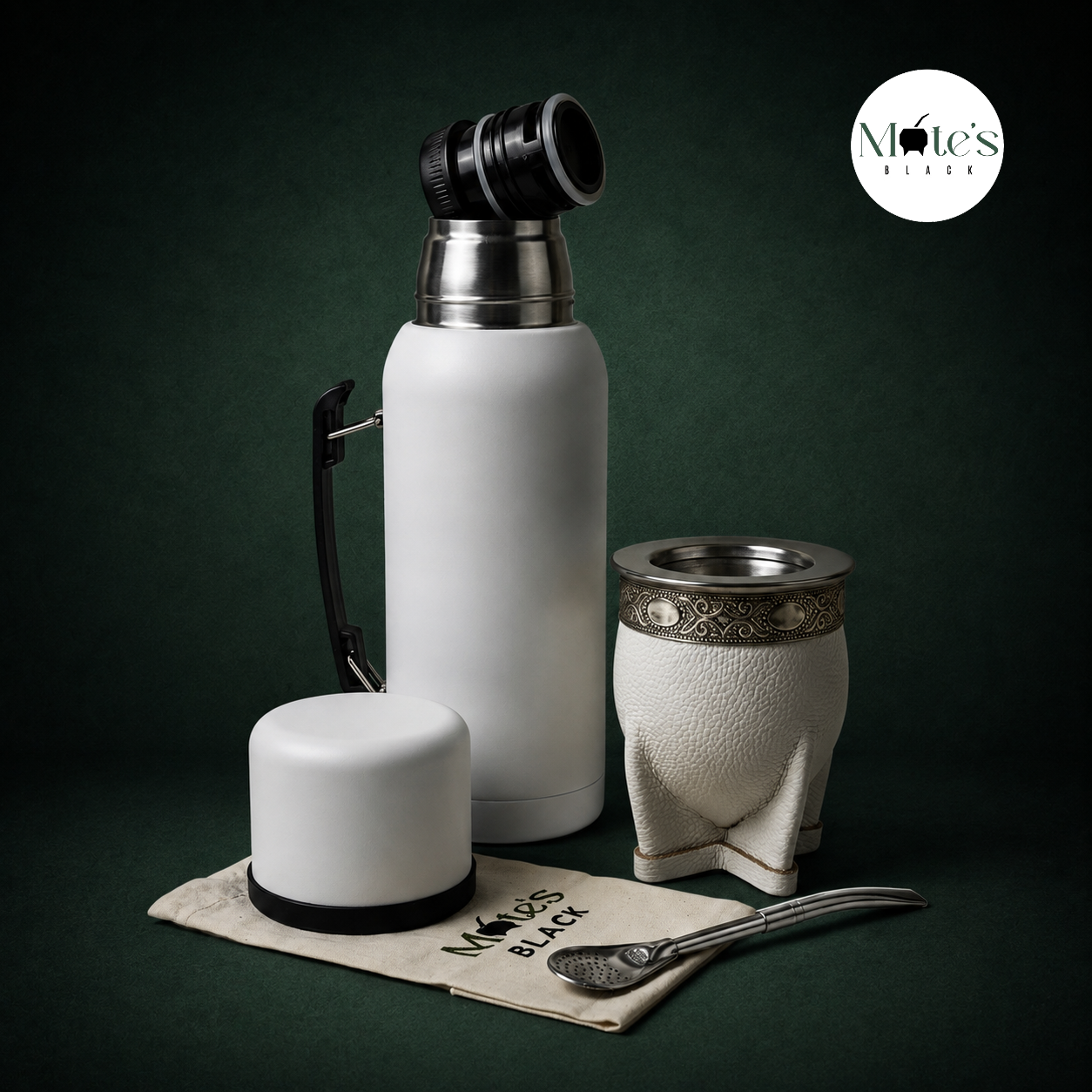 Pack Mate Imperial White + Bombilla Pico Loro + Termo de Regalo